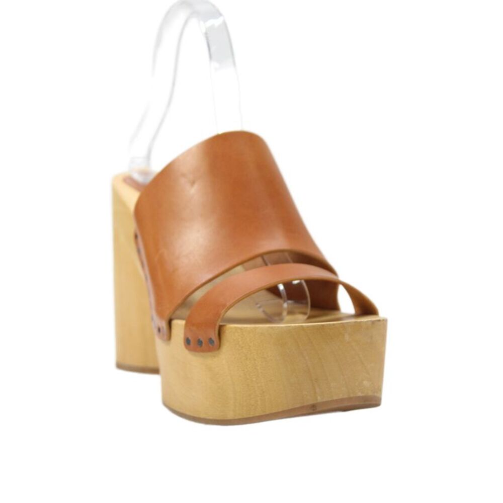Isabel Marant Womens Leather Wooden Platform Heels Shoes Brown Size 7